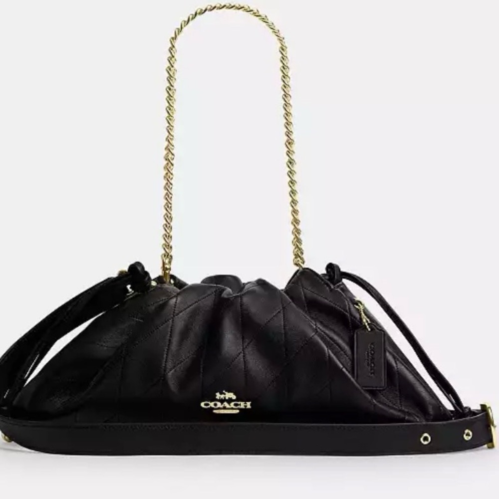 Coach Faye Large Shoulder Bag With Quilting Gold/Black